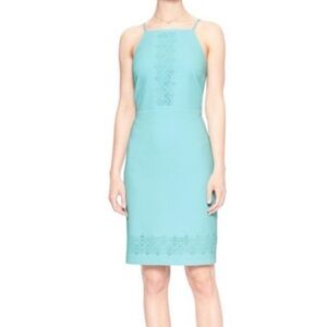 Banana Republic Mint Laser Cut Halter Sheath Dress